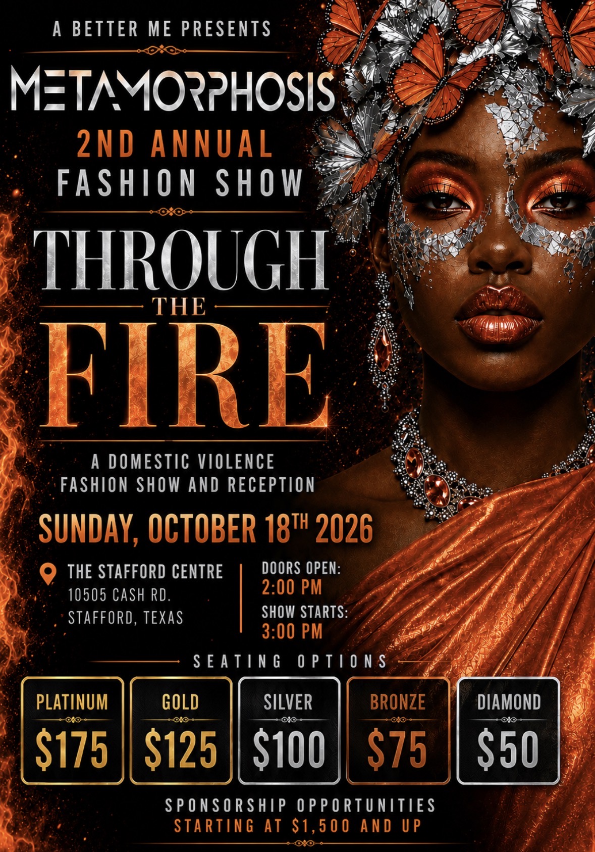 Metamorphosis Through the Fire fashion show poster